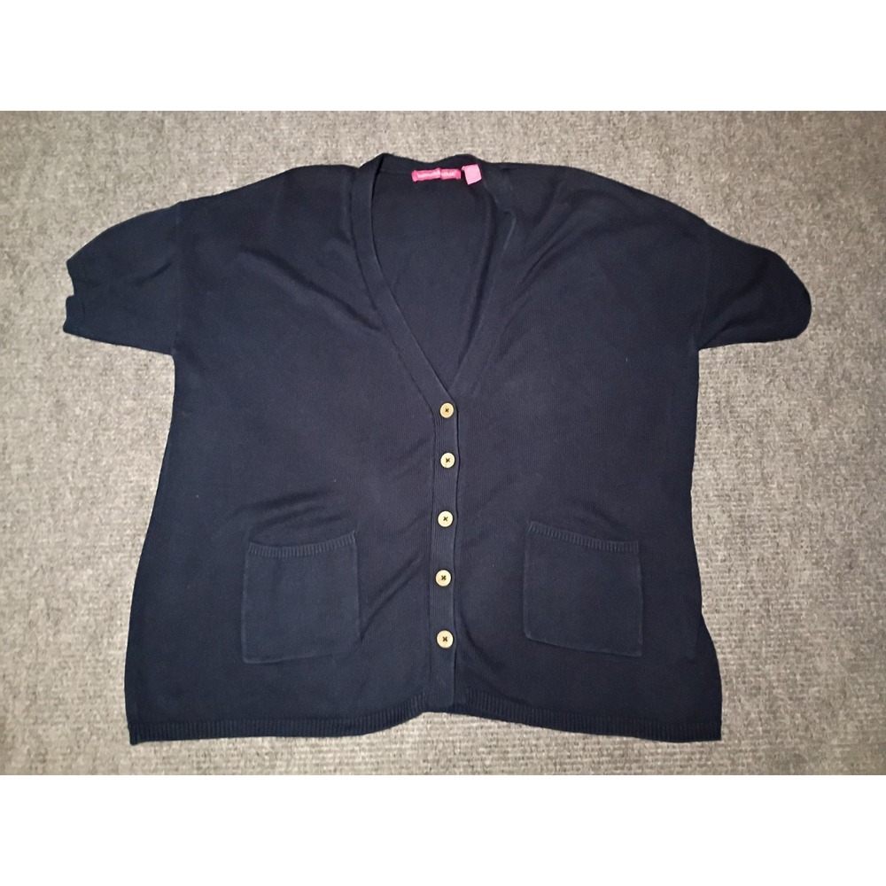 Woman Within Woman's Blue V-Neck Button Cardigan